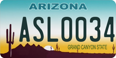 AZ license plate ASL0034