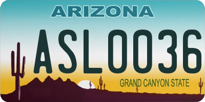 AZ license plate ASL0036