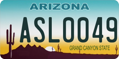 AZ license plate ASL0049