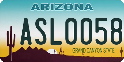 AZ license plate ASL0058