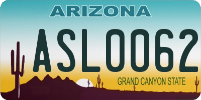 AZ license plate ASL0062