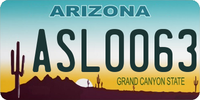 AZ license plate ASL0063