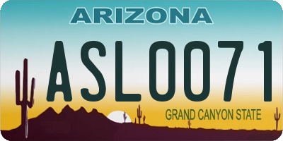 AZ license plate ASL0071