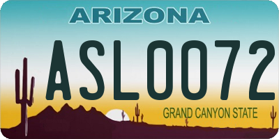 AZ license plate ASL0072