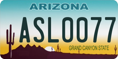 AZ license plate ASL0077