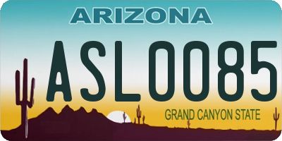 AZ license plate ASL0085