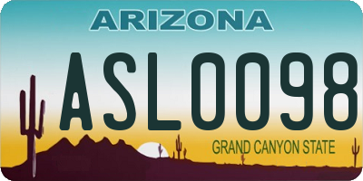 AZ license plate ASL0098