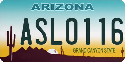 AZ license plate ASL0116