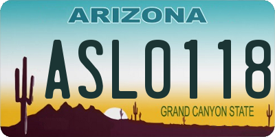 AZ license plate ASL0118