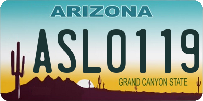 AZ license plate ASL0119