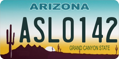 AZ license plate ASL0142