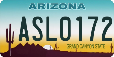 AZ license plate ASL0172