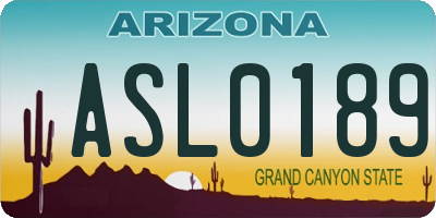 AZ license plate ASL0189