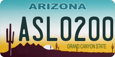 AZ license plate ASL0200