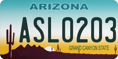 AZ license plate ASL0203