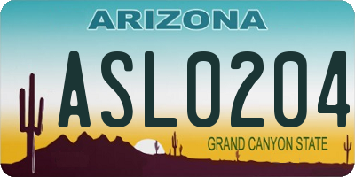 AZ license plate ASL0204