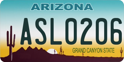 AZ license plate ASL0206
