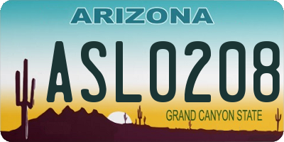 AZ license plate ASL0208