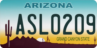 AZ license plate ASL0209
