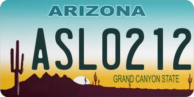 AZ license plate ASL0212