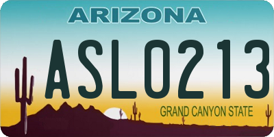 AZ license plate ASL0213