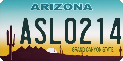 AZ license plate ASL0214