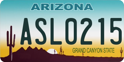 AZ license plate ASL0215