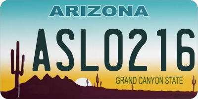 AZ license plate ASL0216
