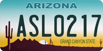 AZ license plate ASL0217