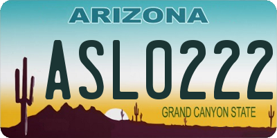 AZ license plate ASL0222