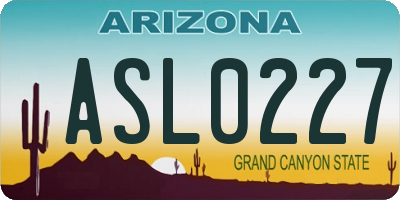 AZ license plate ASL0227
