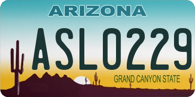 AZ license plate ASL0229