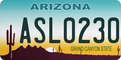 AZ license plate ASL0230
