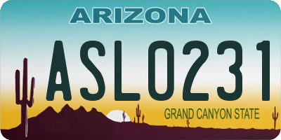AZ license plate ASL0231