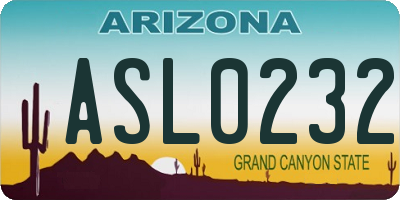 AZ license plate ASL0232