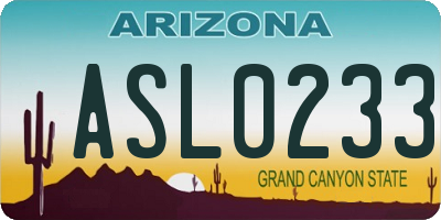 AZ license plate ASL0233