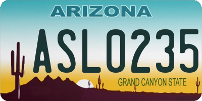 AZ license plate ASL0235