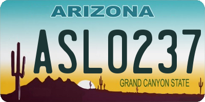 AZ license plate ASL0237