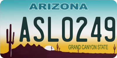 AZ license plate ASL0249