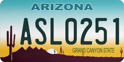 AZ license plate ASL0251