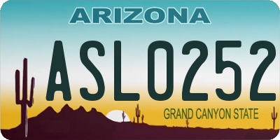 AZ license plate ASL0252