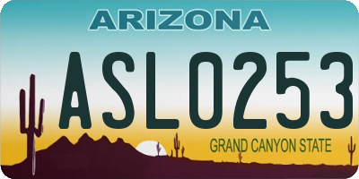 AZ license plate ASL0253