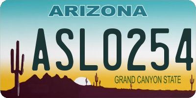 AZ license plate ASL0254