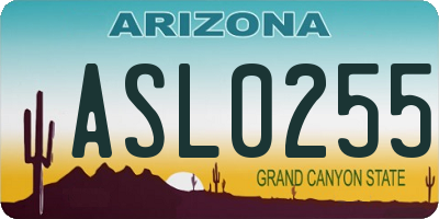AZ license plate ASL0255