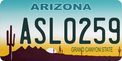 AZ license plate ASL0259