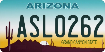 AZ license plate ASL0262
