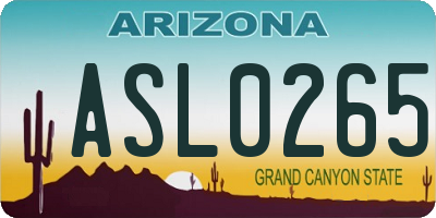 AZ license plate ASL0265