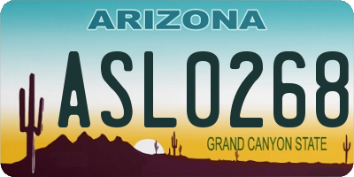 AZ license plate ASL0268