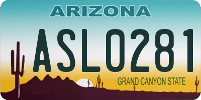 AZ license plate ASL0281