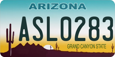 AZ license plate ASL0283